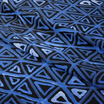 Mavi Etnik Geometrik Desenli Kumaş