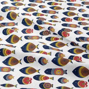 Mandala Motifli Geometrik Balık Desenli Kumaş