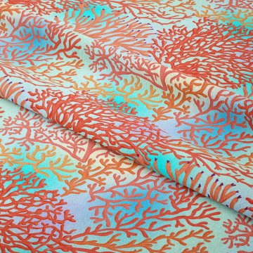 Renkli Suluboya Mercan Desenli Kumaş