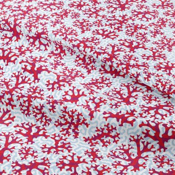 Kırmızı Pembe Mercan Desenli Kumaş