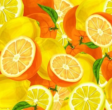 Narenciye Portakal Limon Desenli Dijital Baskı Kumaş