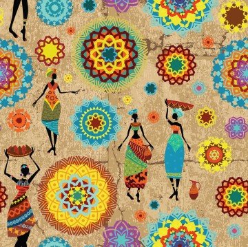 Afrikalı Kadınlar ve Geometrik Desenli Kumaş