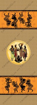 50 cm'lik Runner Jüt Görünümlü Etnik Afrika Kadınları Desenli Kumaş