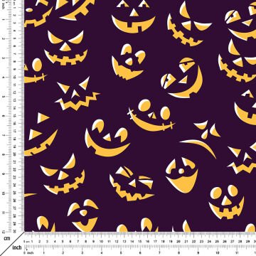 Happy Halloween Korkunç yüz ifadeleri Cadılar Bayramı Desenli Kumaş