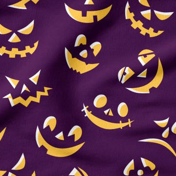 Happy Halloween Korkunç yüz ifadeleri Cadılar Bayramı Desenli Kumaş