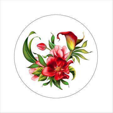 Kırmızı Çiçek Servis Suplası - Supla 3'lü Set