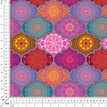 Mandala Desenli Geometrik Dijital Baskılı Kumaş