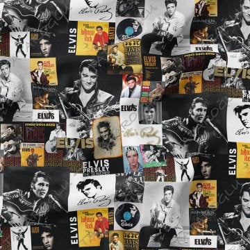 Patchwork Elvis Presley Posterli Dijital Baskılı Kumaş