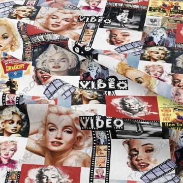 Film Şeritli Marilyn Monroe Desenli Dijital Baskılı Kumaş