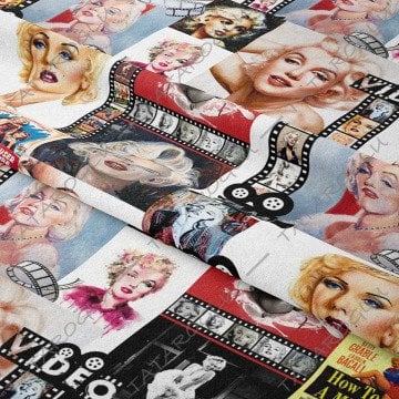 Film Şeritli Marilyn Monroe Desenli Dijital Baskılı Kumaş