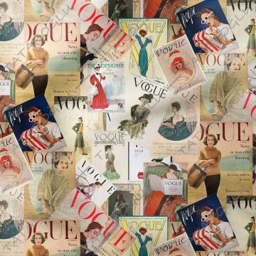 Vogue Eski Dergi Kapakları Desenli Dijital Baskılı Kumaş