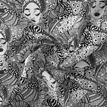 Geleneksel Geometrik Türbanlı Etnik Kadınlar Desenli Kumaş