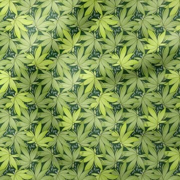 Yeşil Zeminli Yapraklı Kumaş