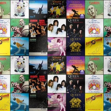 Queen Albüm Kapakları Klasik Rock Müzik Desenli Kumaş