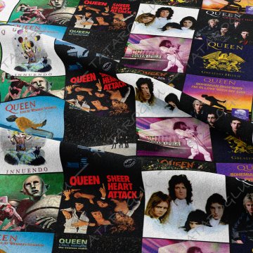 Queen Albüm Kapakları Klasik Rock Müzik Desenli Kumaş