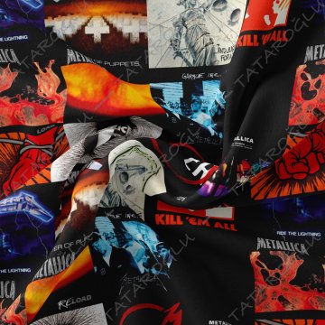 Metallica Klasik Rock Albüm Kapakları Desenli Kumaş