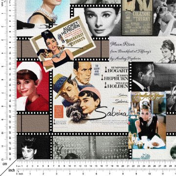 Audrey Hepburn Film Afişli Dijital Baskılı Kumaş