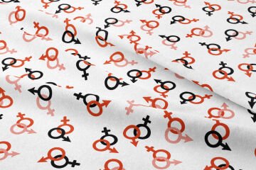 Kadın Erkek Sembol İşaretleri Desenli Döşemelik Kumaş