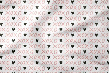 Kalpli XOXO Yazılı Desen Desenli Döşemelik Kumaş