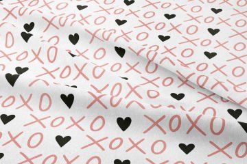 Kalpli XOXO Yazılı Desen Desenli Döşemelik Kumaş