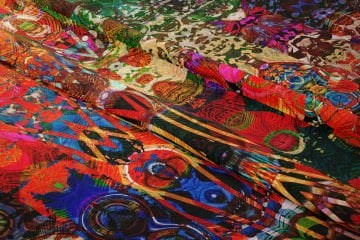 Gökkuşağı Renkli Sanatsal Dijital Baskılı Kumaş
