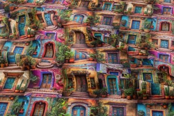 Pop Art Kumaş Meksika Ev Kapıları