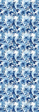 50 cm'lik Runner Beyaz Zemin Üzerine Mavi Çiçekli Kumaş