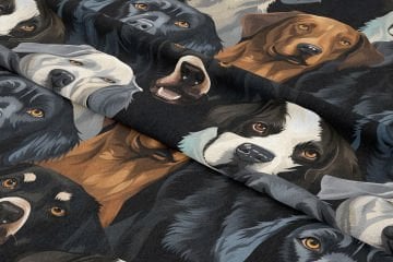 Sevimli Köpek Dijital Baskılı Tasarım Kumaş
