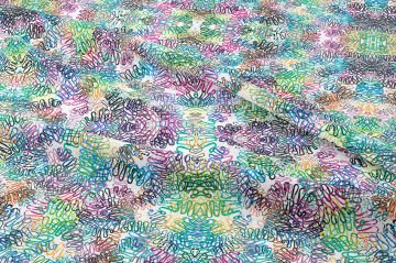 Rengarenk Stilize Geometrik Desenli Dijital Baskılı Kumaş
