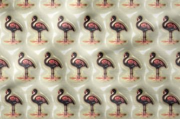 Krem Zeminli Flamingo Desenli Dijital Baskı Kumaş