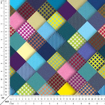 Renkli Çizgili Yuvarlak Geometrik Desenli Dijital Baskılı Kumaş