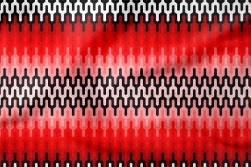Kırmızı Pembe Siyah Petek Dokulu Geometrik Desenli Dijital Baskılı Kumaş