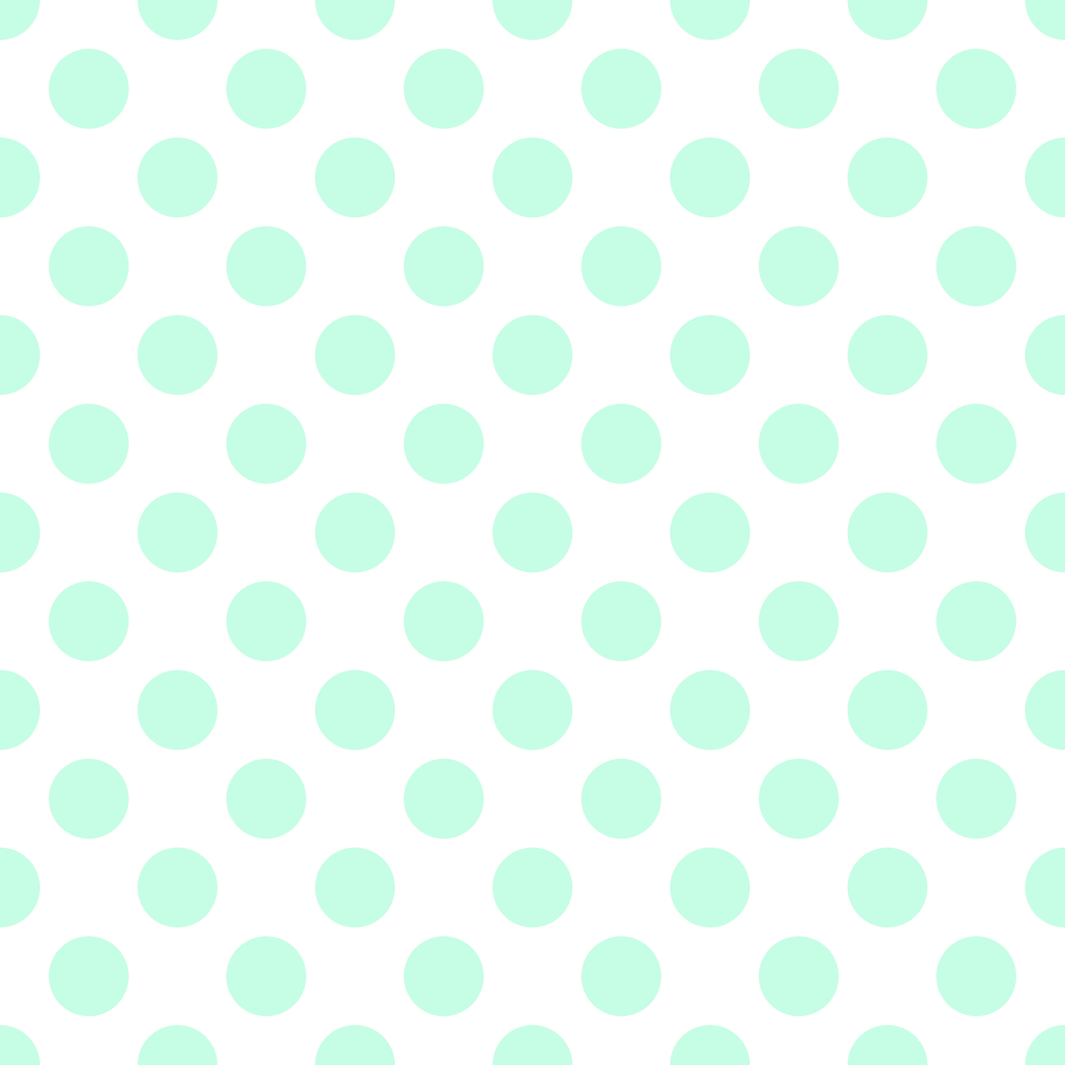 Polka Dot 1 cm Beyaz - Mint Puantiye Dekoratif Baskı Kumaş