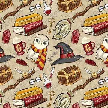 Renkli Harry Potter Desenli Dijital Baskılı Kumaş-HR4976