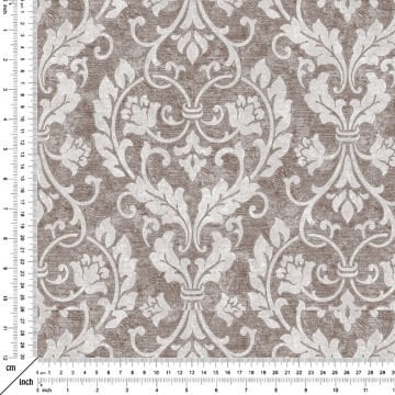 Eskitme Görünümlü Damask Desenli Dijital Baskılı Kumaş