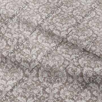 Eskitme Görünümlü Damask Desenli Dijital Baskılı Kumaş