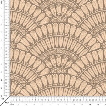 Eskitme Görünümlü Kahve Krem Tonlu Kuş Tüylü Geometrik Kumaş