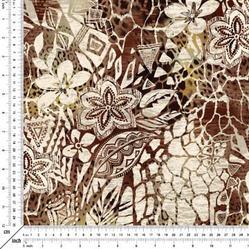Eskitme Görünümlü Dantel Motifli Çiçekli Yapraklı Kumaş