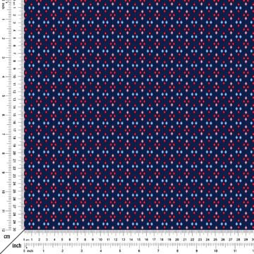 Mavi Zeminli Küçük Geometrik Desenli Kumaş