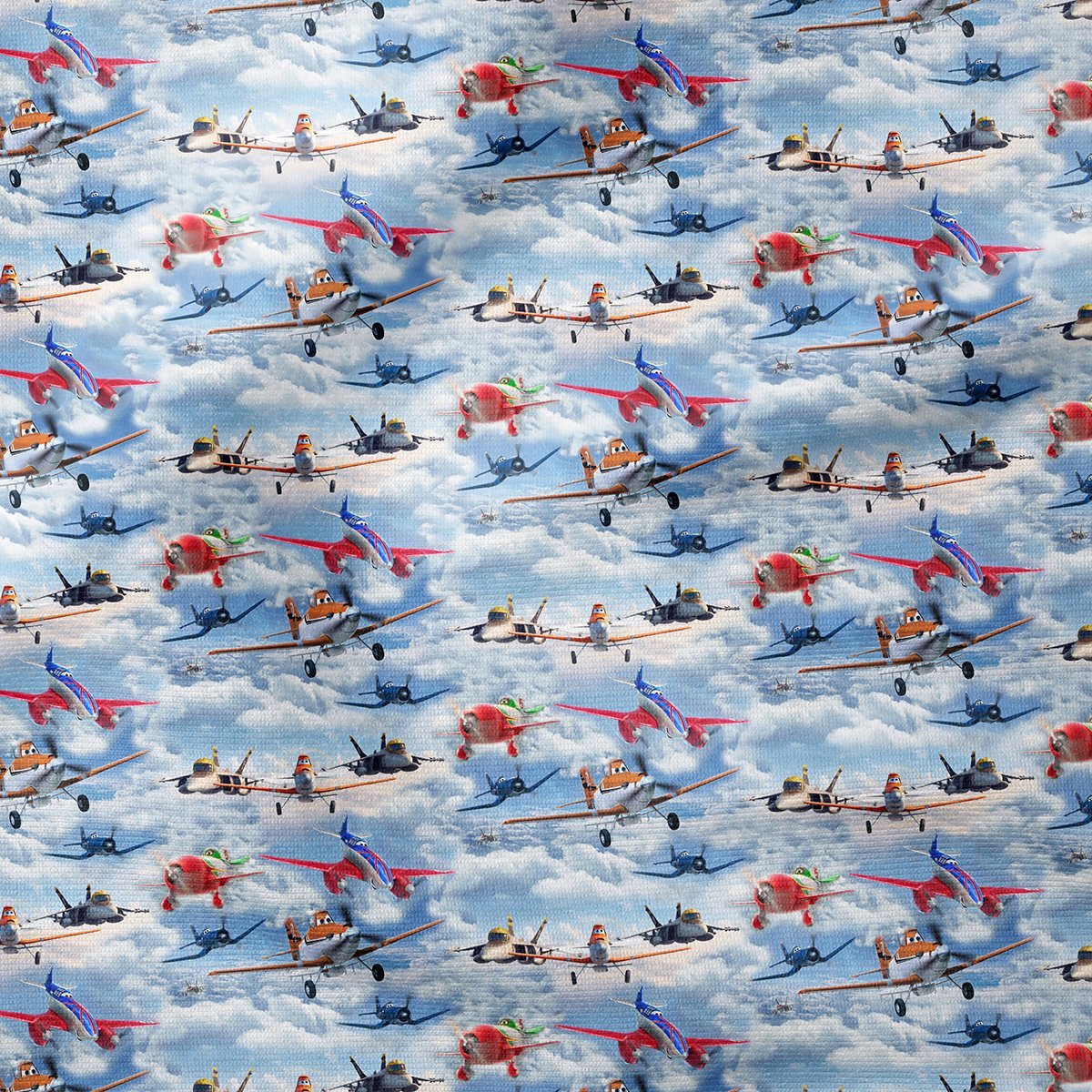 Sevimli Uçaklar Desenli Kumaş