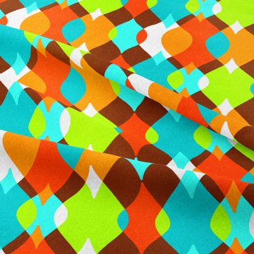 Renkli Geometrik Desenli Dijital Baskılı Kumaş