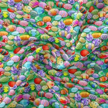 Happy Easter- Renkli Paskalya Yumurtaları Desenli Kumaş