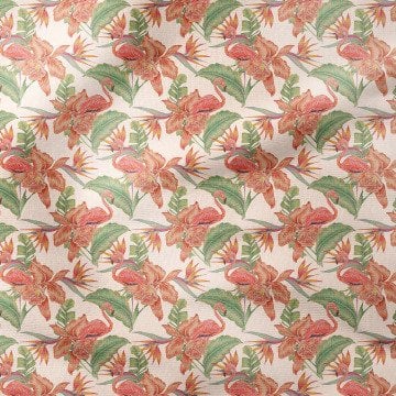 Tropikal Serisi-Flamingo Desenli Kumaş