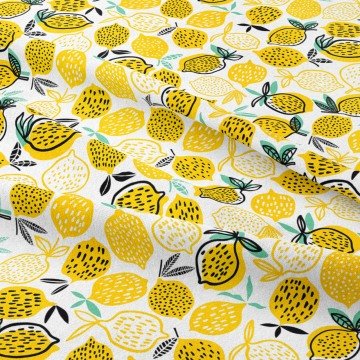 Limon Serisi- İskandinav Limonları Desenli Kumaş