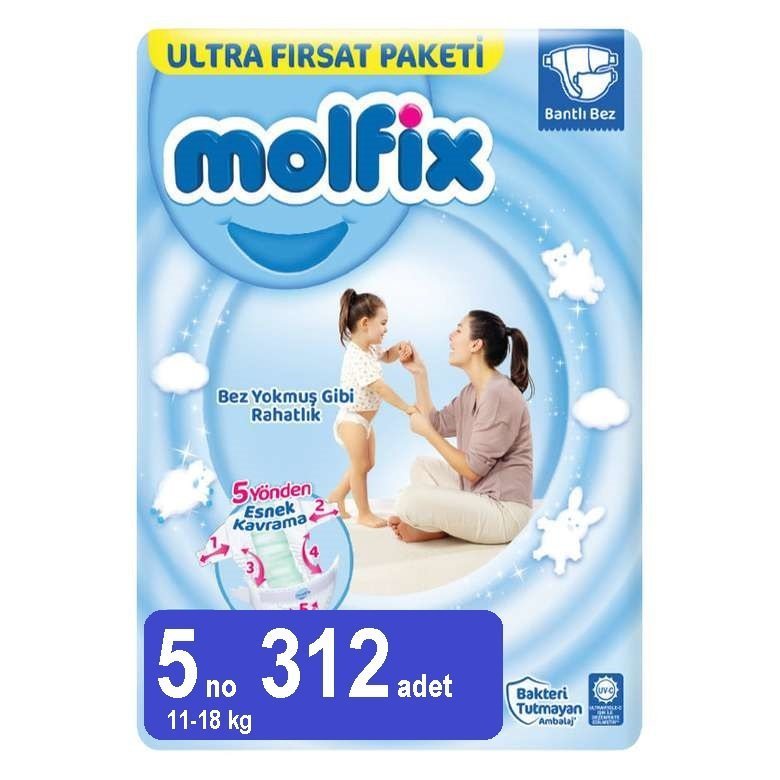 Molfix 5 Beden Ultra Fırsat 4 Paket 312 Adet
