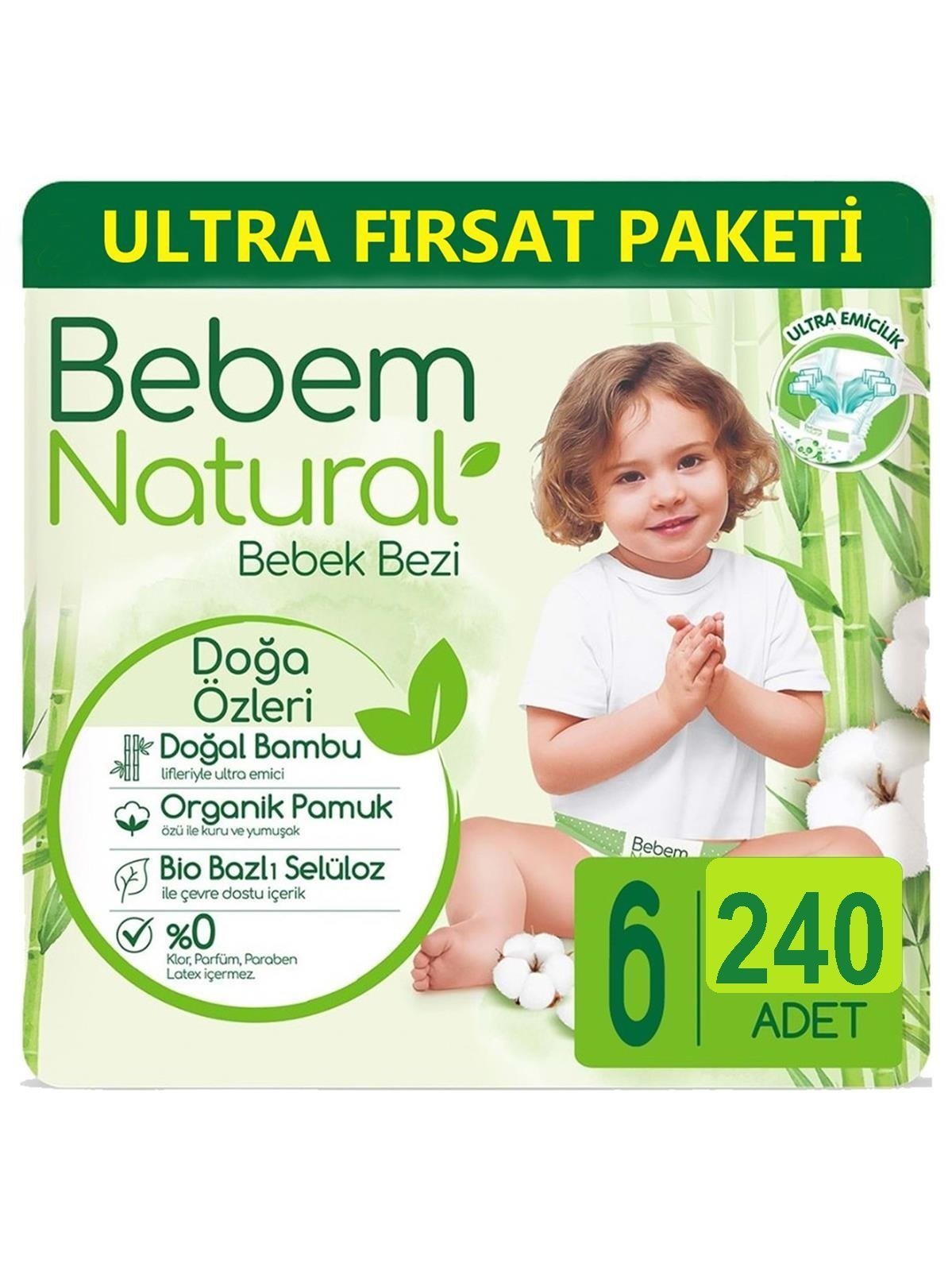 Bebem 6 Beden Ultra Fırsat 4 Paket 240 Adet