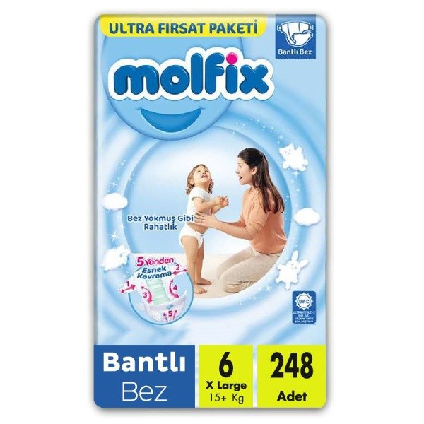 Molfix 6 Beden Külot Bez Süper Fırsat 4 Paket 200 Adet