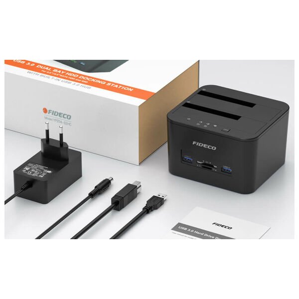 Fideco YPZ04-S2HC - 2.5'' 3.5'' Harddisk HDD SSD Docking Station Kopyalama Klonlama