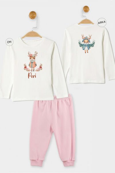İsme Özel Organik Kız Bebek Pijama Takımı Bambi