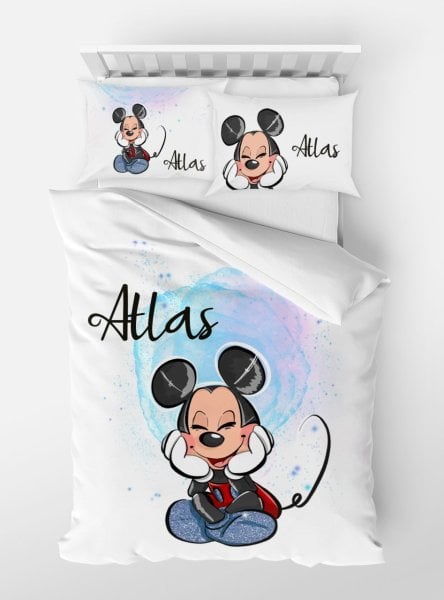 Personalized Single Micro Satin Duvet Cover Mickey Mouse